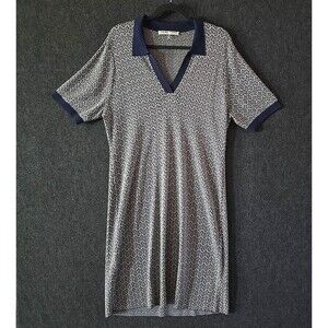 Trina Turk Dress Women XXL Blue Geometric Chain Link Rope Rayon Shirt Retro